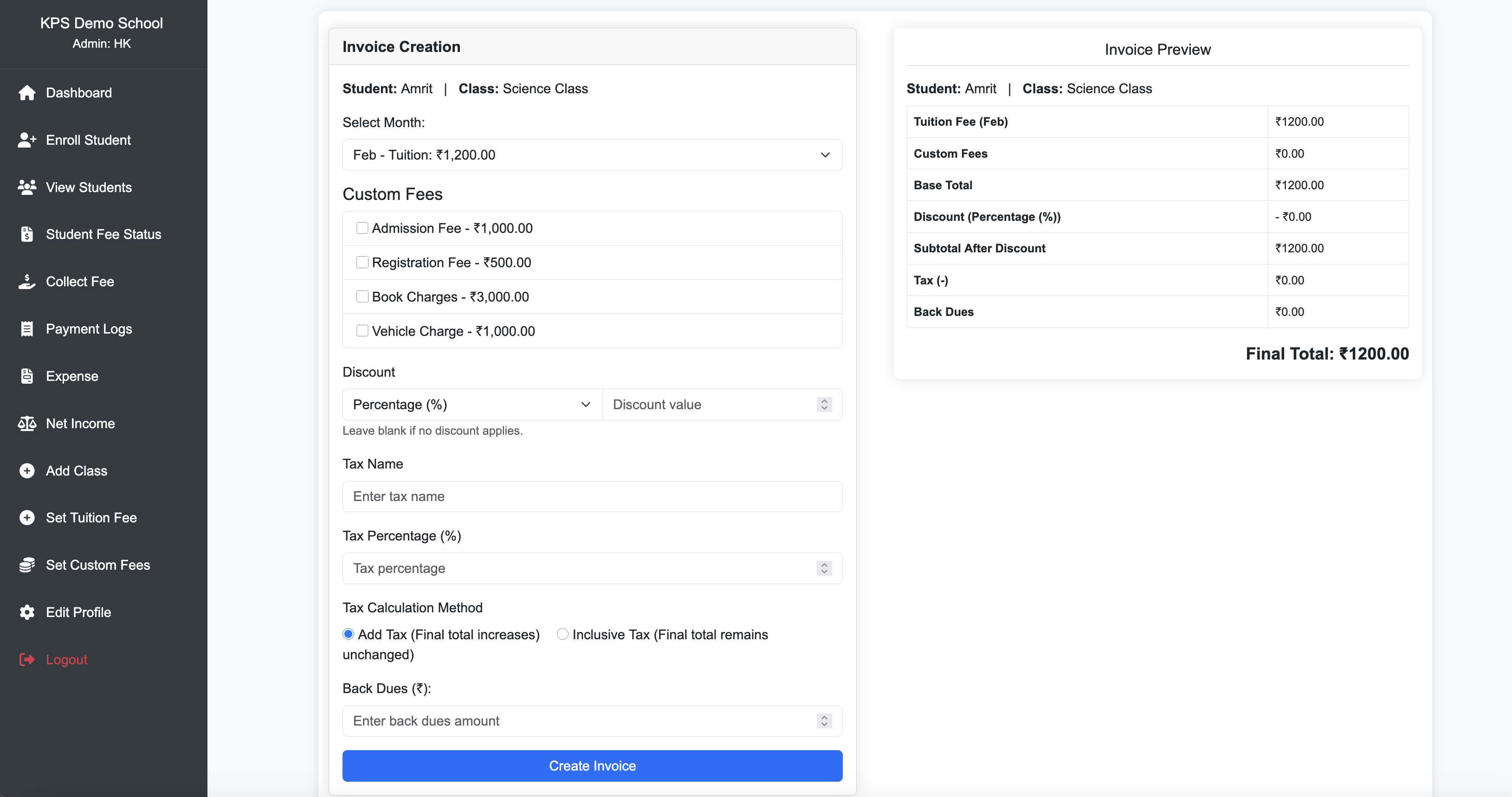 Invoice and Receipt Generation